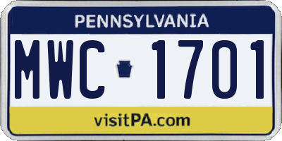 PA license plate MWC1701