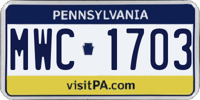 PA license plate MWC1703