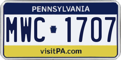 PA license plate MWC1707