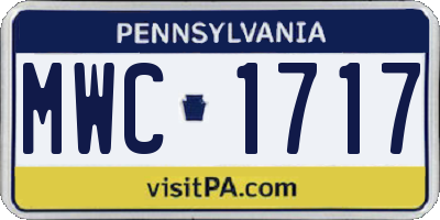 PA license plate MWC1717