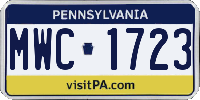 PA license plate MWC1723