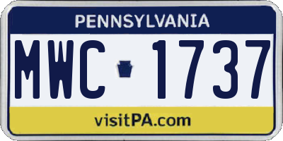 PA license plate MWC1737
