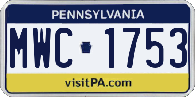 PA license plate MWC1753