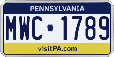 PA license plate MWC1789