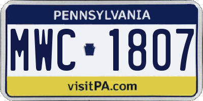 PA license plate MWC1807