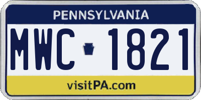 PA license plate MWC1821