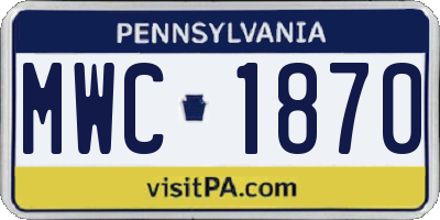PA license plate MWC1870