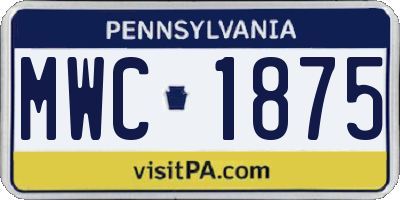 PA license plate MWC1875
