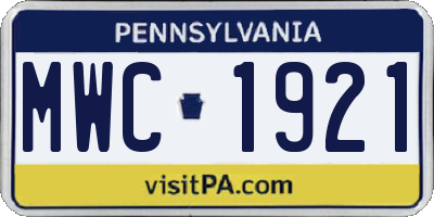 PA license plate MWC1921