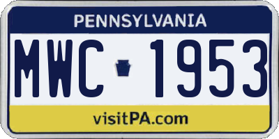 PA license plate MWC1953