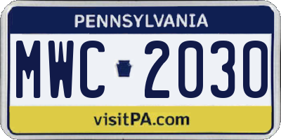 PA license plate MWC2030