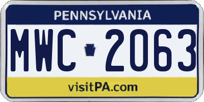 PA license plate MWC2063