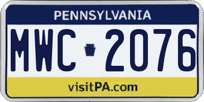 PA license plate MWC2076