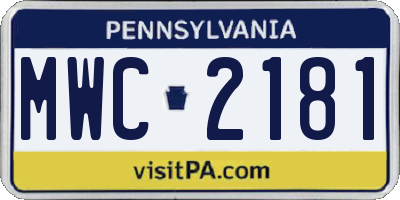 PA license plate MWC2181