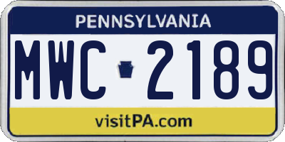 PA license plate MWC2189