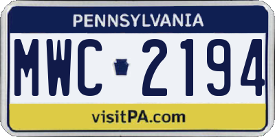 PA license plate MWC2194
