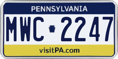 PA license plate MWC2247