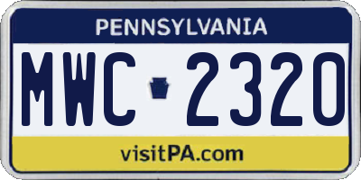 PA license plate MWC2320
