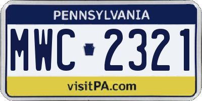 PA license plate MWC2321