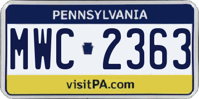 PA license plate MWC2363