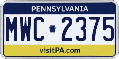 PA license plate MWC2375