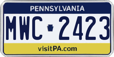 PA license plate MWC2423
