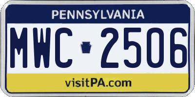 PA license plate MWC2506