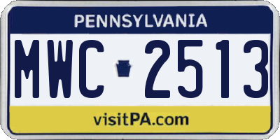 PA license plate MWC2513