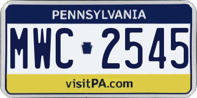 PA license plate MWC2545