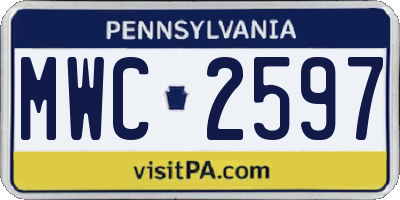 PA license plate MWC2597