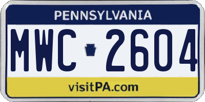 PA license plate MWC2604