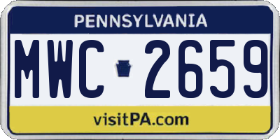 PA license plate MWC2659