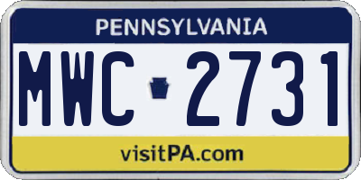 PA license plate MWC2731
