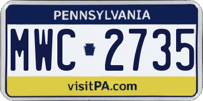 PA license plate MWC2735