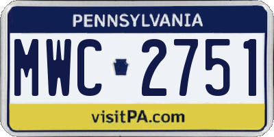 PA license plate MWC2751