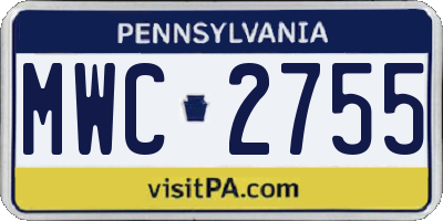PA license plate MWC2755