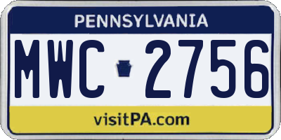 PA license plate MWC2756