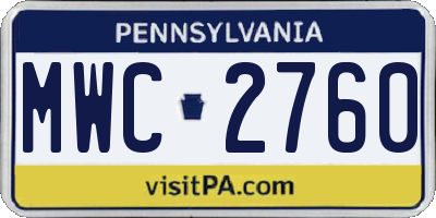 PA license plate MWC2760