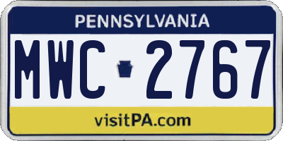 PA license plate MWC2767