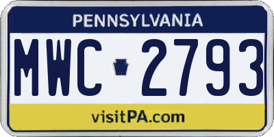 PA license plate MWC2793
