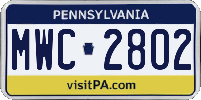 PA license plate MWC2802