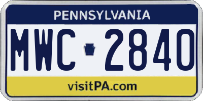 PA license plate MWC2840