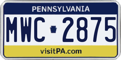 PA license plate MWC2875