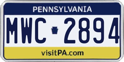PA license plate MWC2894