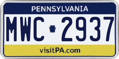 PA license plate MWC2937