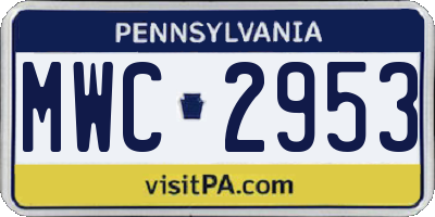 PA license plate MWC2953
