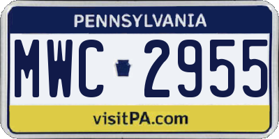 PA license plate MWC2955