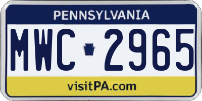 PA license plate MWC2965