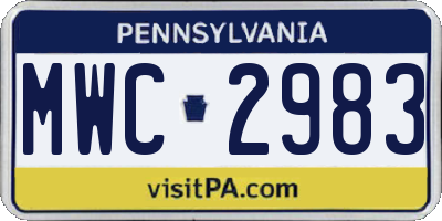 PA license plate MWC2983