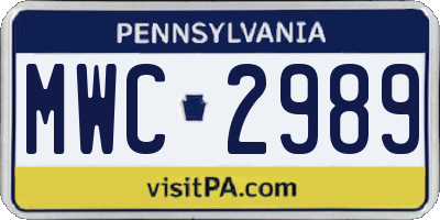 PA license plate MWC2989